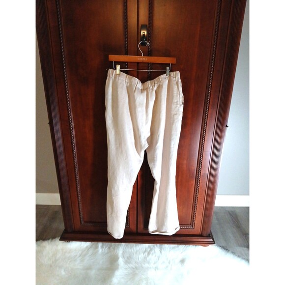 NWT Tommy Hilfiger Saharam Safari 100% Linen Women's Sz 16 Wide-Leg Beige Pants - Picture 6 of 11